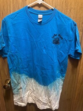 Custom Gildan Blue and White Dip-Dye 'Lake Daze' Graphic Tee